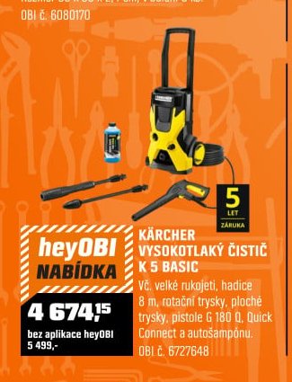 Kärcher vysokotlaký čistič K 5 Basic - OBI akcniletaky.com