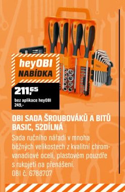 OBI SADA ŠROUBOVÁKŮ A BITŮ BASIC, 52DÍLNÁ - OBI akcniletaky.com