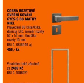 Cobra rozetové dveřní kování Gyes-S BB matný nikl - OBI akcniletaky.com