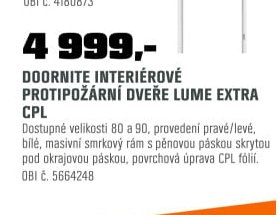 Doornite interiérové protipožární dveře Lume Extra CPL - OBI akcniletaky.com