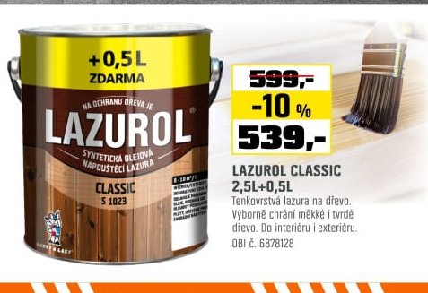 LAZUROL CLASSIC 2,5L+0,5L - OBI akcniletaky.com