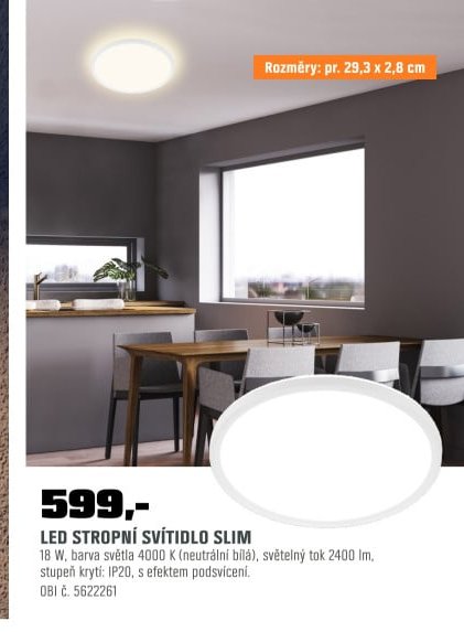 LED STROPNÍ SVÍTIDLO SLIM - OBI akcniletaky.com