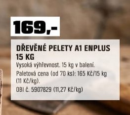 DŘEVĚNÉ PELETY A1 ENPLUS 15 KG - OBI akcniletaky.com