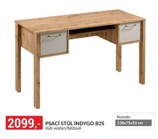 PSACÍ STŮL INDYGO B2S dub wotan/béžová