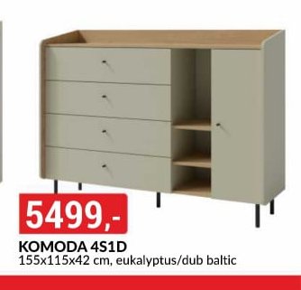 KOMODA 4S1D 155x115x42 cm, eukalyptus/dub baltic