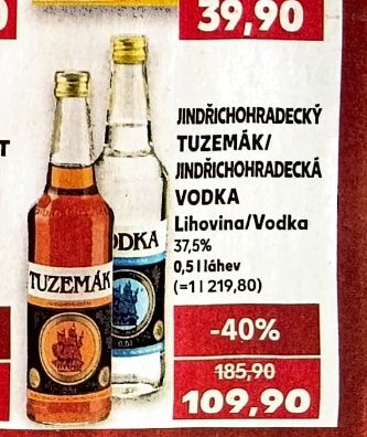 JINDŘICHOHRADECKÝ TUZEMÁK/JINDŘICHOHRADECKÁ VODKA