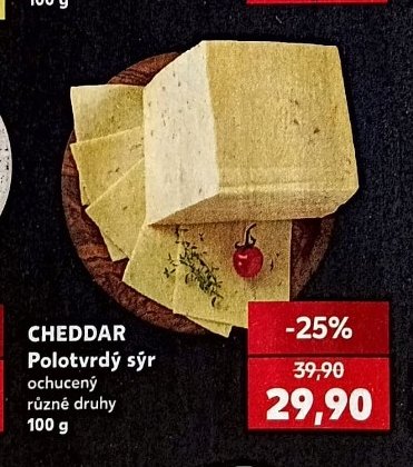 CHEDDAR Polotvrdý sýr