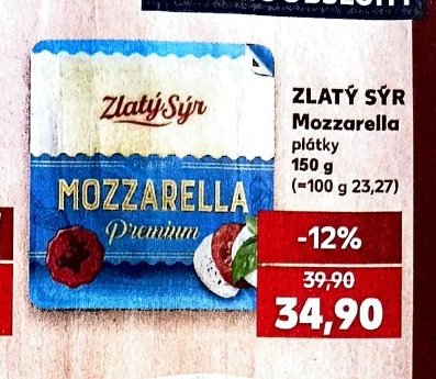 ZLATÝ SÝR Mozzarella plátky 150 g