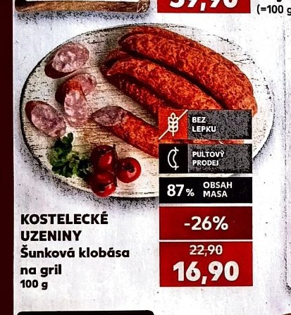 KOSTELECKÉ UZENINY Šunková klobása na gril