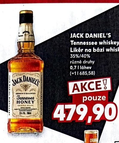 JACK DANIEL'S Tennessee whiskey / Likér na bázi whiskey