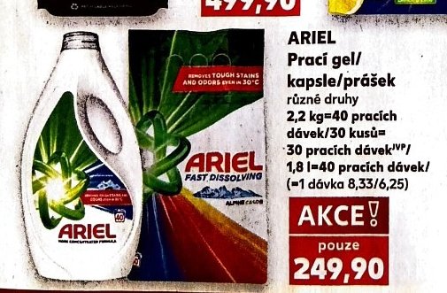 ARIEL Prací gel/kapsle/prášek
