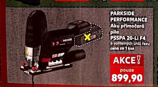 PARKSIDE PERFORMANCE Aku přímočará pila PSSPA 20-Li F4