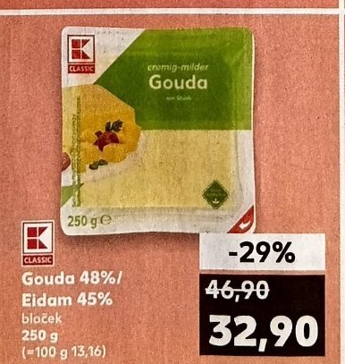 Gouda 48% / Eidam 45% plátky