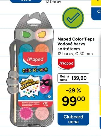 Maped Color'Peps Vodové barvy se štětcem 12 barev