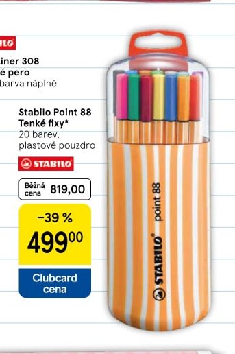 Stabilo Point 88 Tenké fixy 20 barev