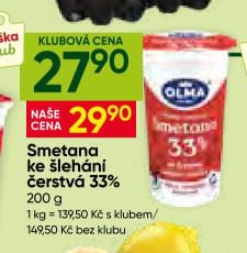 Smetana ke šlehání čerstvá 33%