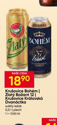 Krušovice Bohém | Zlatý Bažant 12 | Krušovice Královská Dvanáctka