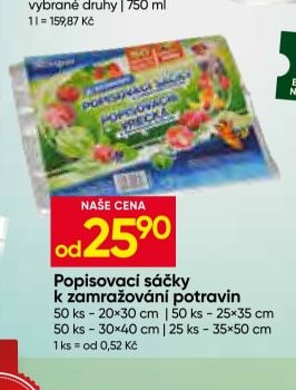 Popisovací sáčky k zamrazování potravin