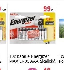 10x baterie Energizer MAX LR03 AAA alkalická