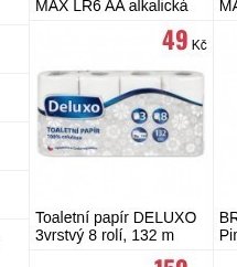 Toaletní papír DELUXO 3vrstvý 8 rolí, 132 m