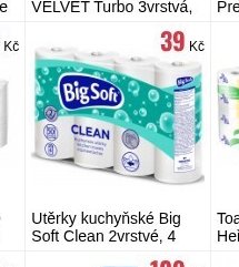 Utěrky kuchyňské Big Soft Clean 2vrstvé, 4 role