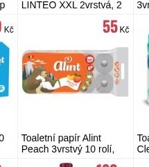 Toaletní papír Alint Peach 3vrstvý 10 rolí, 19 m