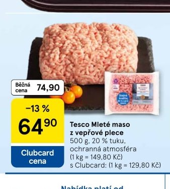 Tesco Mleté maso z vepřové plece 500 g