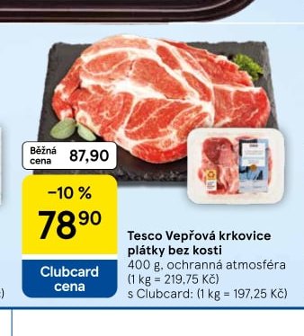 Tesco Vepřová krkovice plátky bez kosti 400 g