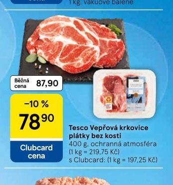 Tesco Vepřová krkovice plátky bez kosti