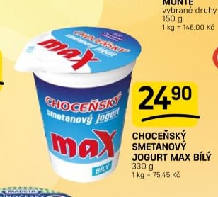 CHOCEŇSKÝ SMETANOVÝ JOGURT MAX BÍLÝ
