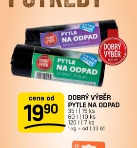 DOBRÝ VÝBĚR PYTLE NA ODPAD