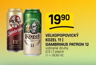 Velkopopovický Kozel 11 | Gambrinus Patron 12