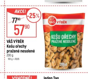 Váš Výběr Kešu ořechy pražené nesolené