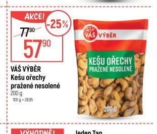 Váš Výběr Kešu ořechy pražené nesolené