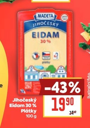 Jihočeský Eidam 30% Plátky