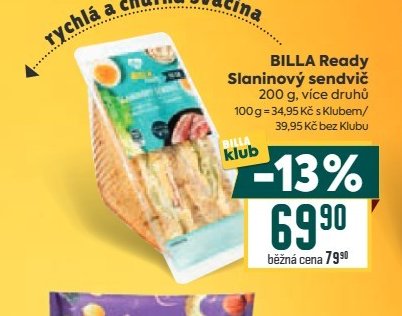 BILLA Ready Slaninový sendvič