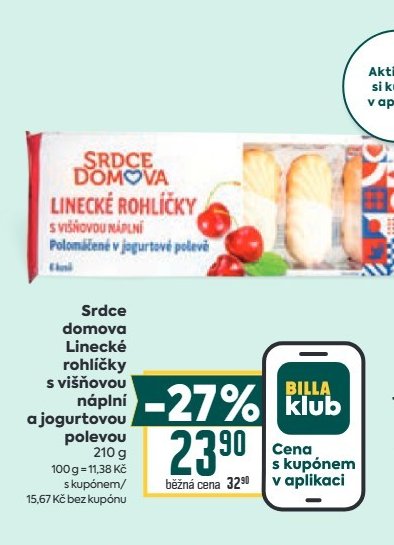 Srdce domova Linecké rohlíčky s višňovou náplní a jogurtovou polevou