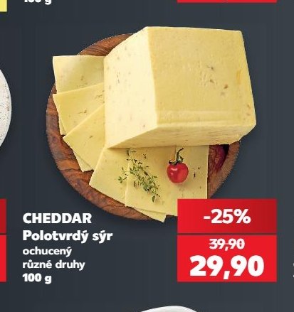 CHEDDAR Polotvrdý sýr ochucený