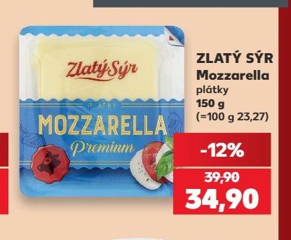 ZLATÝ SÝR Mozzarella plátky 150 g