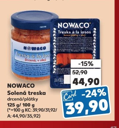 NOWACO Solená treska drcená/plátky 125 g/100 g