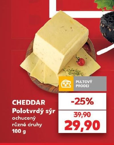 CHEDDAR Polotvrdý sýr