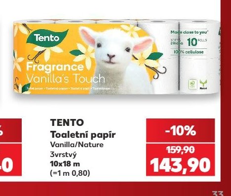 TENTO Toaletní papír Vanilla/Nature 3vrstvý 10x18 m