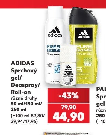 ADIDAS Sprchový gel/Deospray/Roll-on