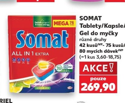 SOMAT Tablety/Kapsle/Gel do myčky různé druhy 42 kusů/80 mycích dávek