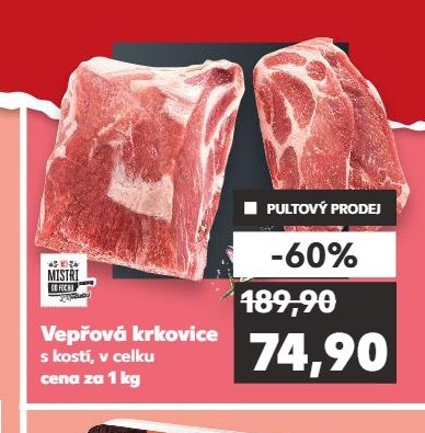 Vepřová krkovice s kostí, v celku cena za 1 kg