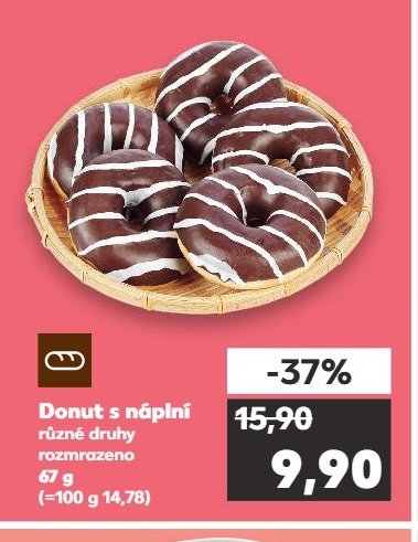 Donut s náplní různé druhy 67 g