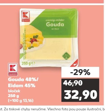 CLASSIC Gouda 48% / Eidam 45% bloček 250 g