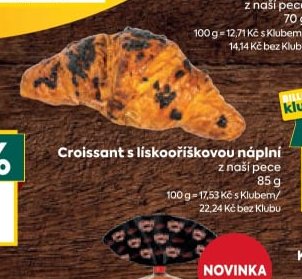 Croissant s lísko-oříškovou náplní z naší pece 85 g