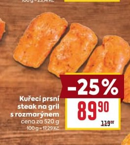 Kuřecí prsní steak na gril s rozmarýnem