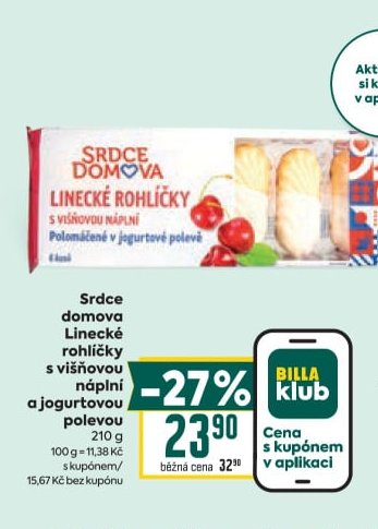 Srdce domova Linecké rohlíčky s višňovou náplní a jogurtovou polevou